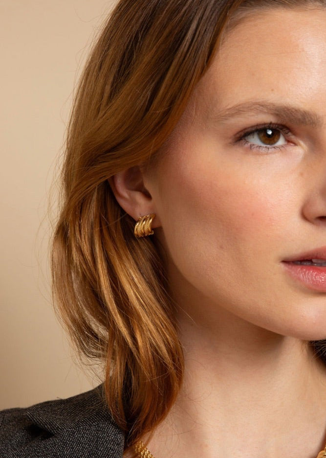 Golden Feather Studs