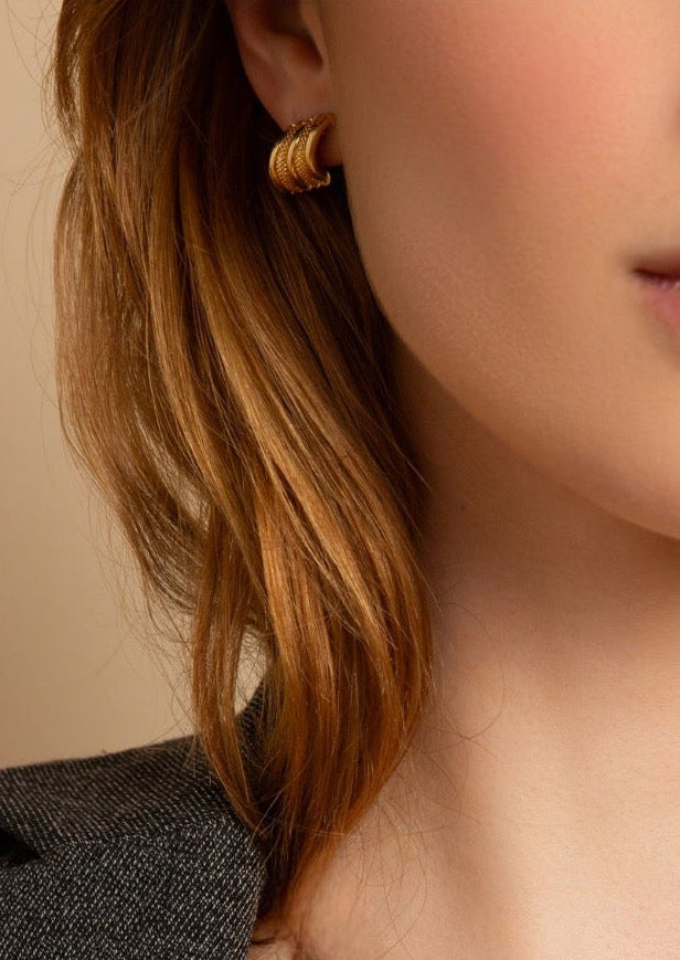 Golden Feather Studs